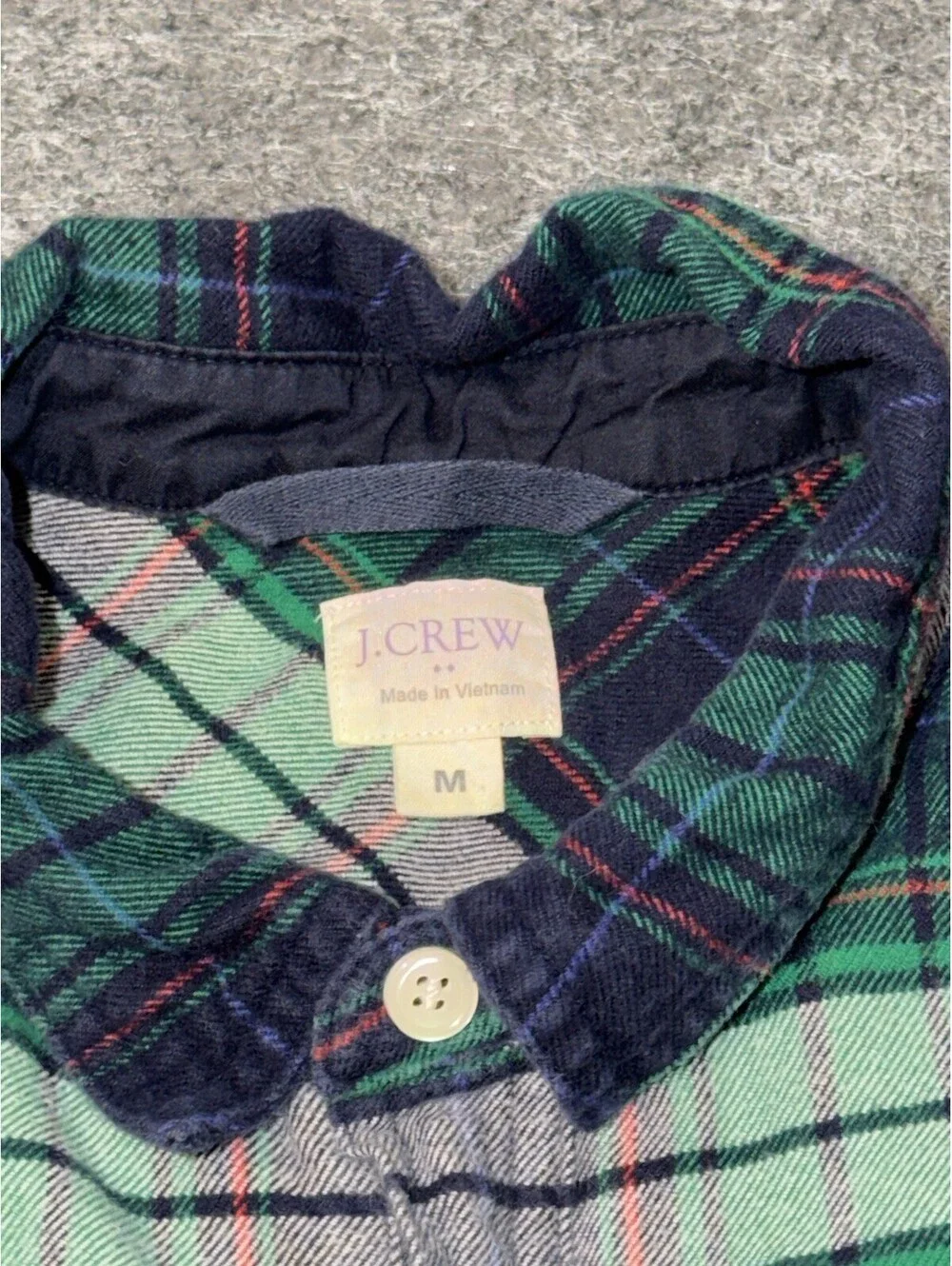 J.Crew Plaid Flannel Quarter Zip Shirt Men’s Medium Green Navy 100% Cotton